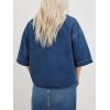 imageImily Bela Womens Oversized Short Sleeve Denim Jackets Trendy Cropped Jean Tops ShacketsNavy