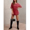 imageImily Bela Womens Oversized T Shirts Vintage Cotton Tees Crewneck Short Sleeve Washed Summer Tunic TopsRed