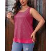 imageImily Bela Womens Plus Size Sequin Tank Tops Summer Scoop Neck Sleeveless Tshirts Sexy Sparkle Shimmer Tunic TopsRose Red
