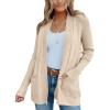 imageimesrun Womens Open Front Cardigans Casual Long Sleeve Classic Knit Sweater Outerwear with PocketsAapricot