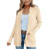 imageimesrun Womens Open Front Cardigans Casual Long Sleeve Classic Knit Sweater Outerwear with PocketsAbeigeCream Yellow