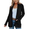 imageimesrun Womens Open Front Cardigans Casual Long Sleeve Classic Knit Sweater Outerwear with PocketsAblack