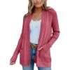 imageimesrun Womens Open Front Cardigans Casual Long Sleeve Classic Knit Sweater Outerwear with PocketsAredSalmon