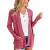 imageimesrun Womens Open Front Cardigans Casual Long Sleeve Classic Knit Sweater Outerwear with PocketsAredSalmon