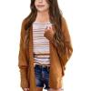 imageImily Bela Girls Cardigans Kids Casual Batwing Sleeve Open Front Knitted SweaterBrown