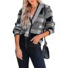 imageImily Bela Womens Cardigan Sweaters Plaid Fuzzy Knit V Neck Button Down Long Sleeve Cozy Cardigans Pullover TopsGrey