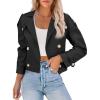imageImily Bela Womens Lapel Trench Coat Double Breasted Cropped Jacket Casual Outwear with BeltBlack