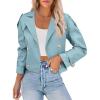 imageImily Bela Womens Lapel Trench Coat Double Breasted Cropped Jacket Casual Outwear with BeltBlue