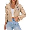 imageImily Bela Womens Lapel Trench Coat Double Breasted Cropped Jacket Casual Outwear with BeltKhaki