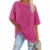 imageImily Bela Womens Oversized T Shirts Vintage Cotton Tees Crewneck Short Sleeve Washed Summer Tunic TopsHot Pink