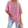 imageImily Bela Womens Oversized T Shirts Vintage Cotton Tees Crewneck Short Sleeve Washed Summer Tunic TopsLight Pink