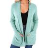 imageimesrun Womens Open Front Cardigans Casual Long Sleeve Classic Knit Sweater Outerwear with PocketsAmint Green