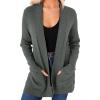 imageimesrun Womens Open Front Cardigans Casual Long Sleeve Classic Knit Sweater Outerwear with PocketsDeep Grey