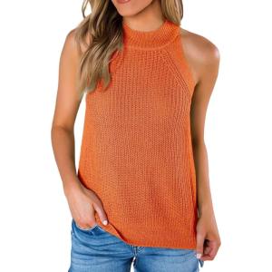 imageImily Bela Womens Summer Halter Tank Tops Sleeveless Casual Racerback Loose Shirts Knit Cami Sweater VestXorange