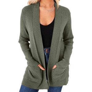 imageimesrun Womens Open Front Cardigans Casual Long Sleeve Classic Knit Sweater Outerwear with PocketsAolive