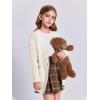 imageImily Bela Girls Sweaters Kids Open Front Button Down Knit Cardigans with PocketsCreamy White
