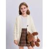 imageImily Bela Girls Sweaters Kids Open Front Button Down Knit Cardigans with PocketsCreamy White
