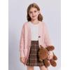 imageImily Bela Girls Sweaters Kids Open Front Button Down Knit Cardigans with PocketsPink