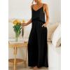 imageImily Bela Womens 2 Piece Outfit Set Spaghetti Strap V Neck Cami Top with Wide Leg Pants Casual Pajama Sets
