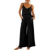 imageImily Bela Womens 2 Piece Outfit Set Spaghetti Strap V Neck Cami Top with Wide Leg Pants Casual Pajama Sets