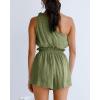 imageImily Bela Womens 2 Piece Outfits Linen Matching Sets Two Piece Crop Tops and Paper Bag Waist Shorts Sets 2025 Summer OutfitsArmy Green