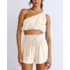 imageImily Bela Womens 2 Piece Outfits Linen Matching Sets Two Piece Crop Tops and Paper Bag Waist Shorts Sets 2025 Summer OutfitsBeige