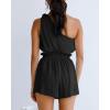 imageImily Bela Womens 2 Piece Outfits Linen Matching Sets Two Piece Crop Tops and Paper Bag Waist Shorts Sets 2025 Summer OutfitsBlack