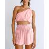 imageImily Bela Womens 2 Piece Outfits Linen Matching Sets Two Piece Crop Tops and Paper Bag Waist Shorts Sets 2025 Summer OutfitsLight Pink