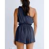 imageImily Bela Womens 2 Piece Outfits Linen Matching Sets Two Piece Crop Tops and Paper Bag Waist Shorts Sets 2025 Summer OutfitsNavy Blue