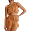 imageImily Bela Womens 2 Piece Outfits Linen Matching Sets Two Piece Crop Tops and Paper Bag Waist Shorts Sets 2025 Summer OutfitsOrange