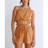 imageImily Bela Womens 2 Piece Outfits Linen Matching Sets Two Piece Crop Tops and Paper Bag Waist Shorts Sets 2025 Summer OutfitsOrange