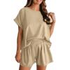 imageImily Bela Womens 2 Piece Outfits Lounge Sets Short Sleeve Top High Waist Shorts Casual Pajama Set
