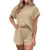 imageImily Bela Womens 2 Piece Outfits Lounge Sets Short Sleeve Top High Waist Shorts Casual Pajama Set