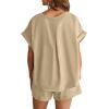 imageImily Bela Womens 2 Piece Outfits Lounge Sets Short Sleeve Top High Waist Shorts Casual Pajama Set