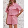 imageImily Bela Womens 2 Piece Outfits Sets Summer Button Down Shirts and Shorts Pajama Sets Casual Loungewear with PocketsPink