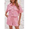 imageImily Bela Womens 2 Piece Outfits Sets Summer Button Down Shirts and Shorts Pajama Sets Casual Loungewear with PocketsPink
