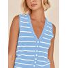 imageImily Bela Womens 2 Piece Outfits Summer Striped Casual Lounge Sets Knit Sleeveless V Neck Tops Short SetsLight Blue