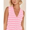 imageImily Bela Womens 2 Piece Outfits Summer Striped Casual Lounge Sets Knit Sleeveless V Neck Tops Short SetsPink