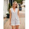 imageImily Bela Womens 2 Piece Outfits Summer Striped Casual Lounge Sets Knit Sleeveless V Neck Tops Short SetsWhite