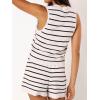 imageImily Bela Womens 2 Piece Outfits Summer Striped Casual Lounge Sets Knit Sleeveless V Neck Tops Short SetsWhite