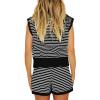 imageImily Bela Womens 2 Piece Outfits Sweater Sets Striped Knit Sleeveless Pullover Top Shorts Lounge SetBlack