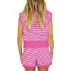 imageImily Bela Womens 2 Piece Outfits Sweater Sets Striped Knit Sleeveless Pullover Top Shorts Lounge SetPink
