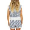 imageImily Bela Womens 2 Piece Outfits Sweater Sets Striped Knit Sleeveless Pullover Top Shorts Lounge SetWhite
