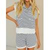 imageImily Bela Womens 2 Piece Outfits Sweater Sets Striped Knit Sleeveless Pullover Top Shorts Lounge SetWhite