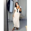 imageImily Bela Womens 2 Piece Sweater Outfits Sets Short Sleeve V Neck Crop Top Knit Midi Long Pleated Skirt DressesBeige