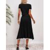 imageImily Bela Womens 2 Piece Sweater Outfits Sets Short Sleeve V Neck Crop Top Knit Midi Long Pleated Skirt DressesBlack