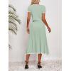 imageImily Bela Womens 2 Piece Sweater Outfits Sets Short Sleeve V Neck Crop Top Knit Midi Long Pleated Skirt DressesLight Green