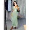 imageImily Bela Womens 2 Piece Sweater Outfits Sets Short Sleeve V Neck Crop Top Knit Midi Long Pleated Skirt DressesLight Green