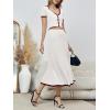 imageImily Bela Womens 2 Piece Sweater Outfits Sets Short Sleeve V Neck Crop Top Knit Midi Long Pleated Skirt DressesRed