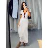 imageImily Bela Womens 2 Piece Sweater Outfits Sets Short Sleeve V Neck Crop Top Knit Midi Long Pleated Skirt DressesRed